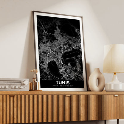 Tunis Elegant Map Poster