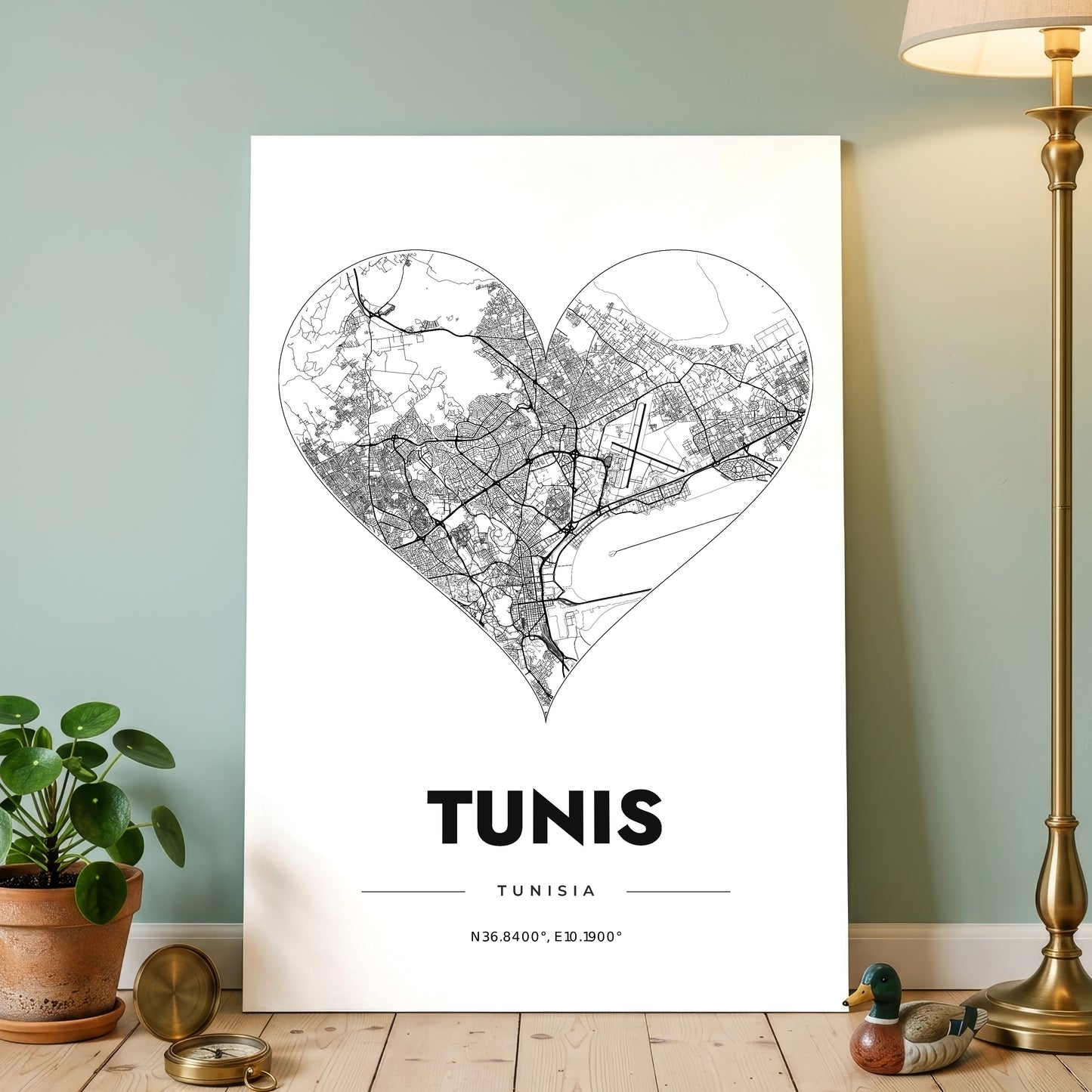 Tunis Heart Map Poster