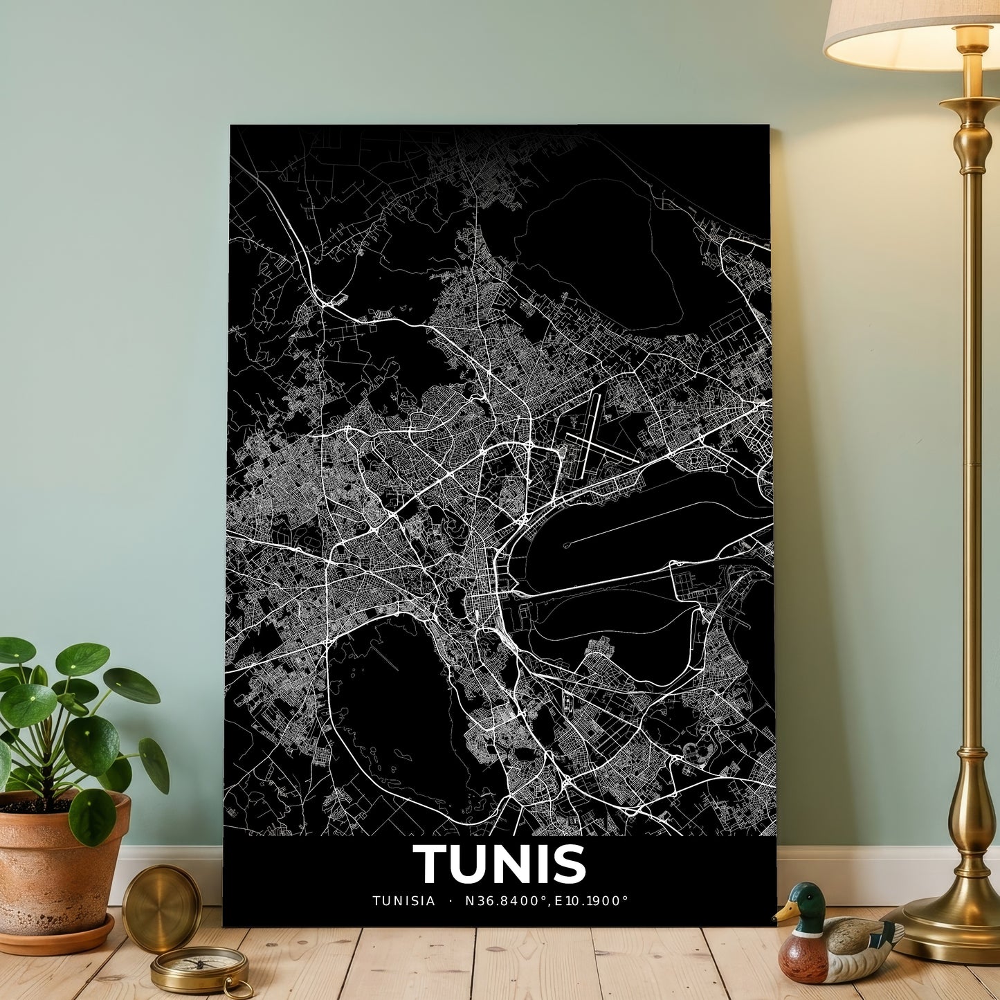 Tunis Elegant Map Poster