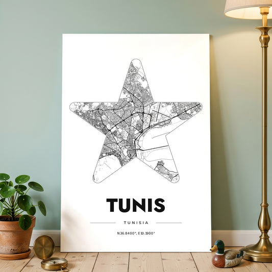 Tunis Star Map Poster