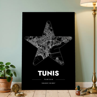 Tunis Star Map Poster