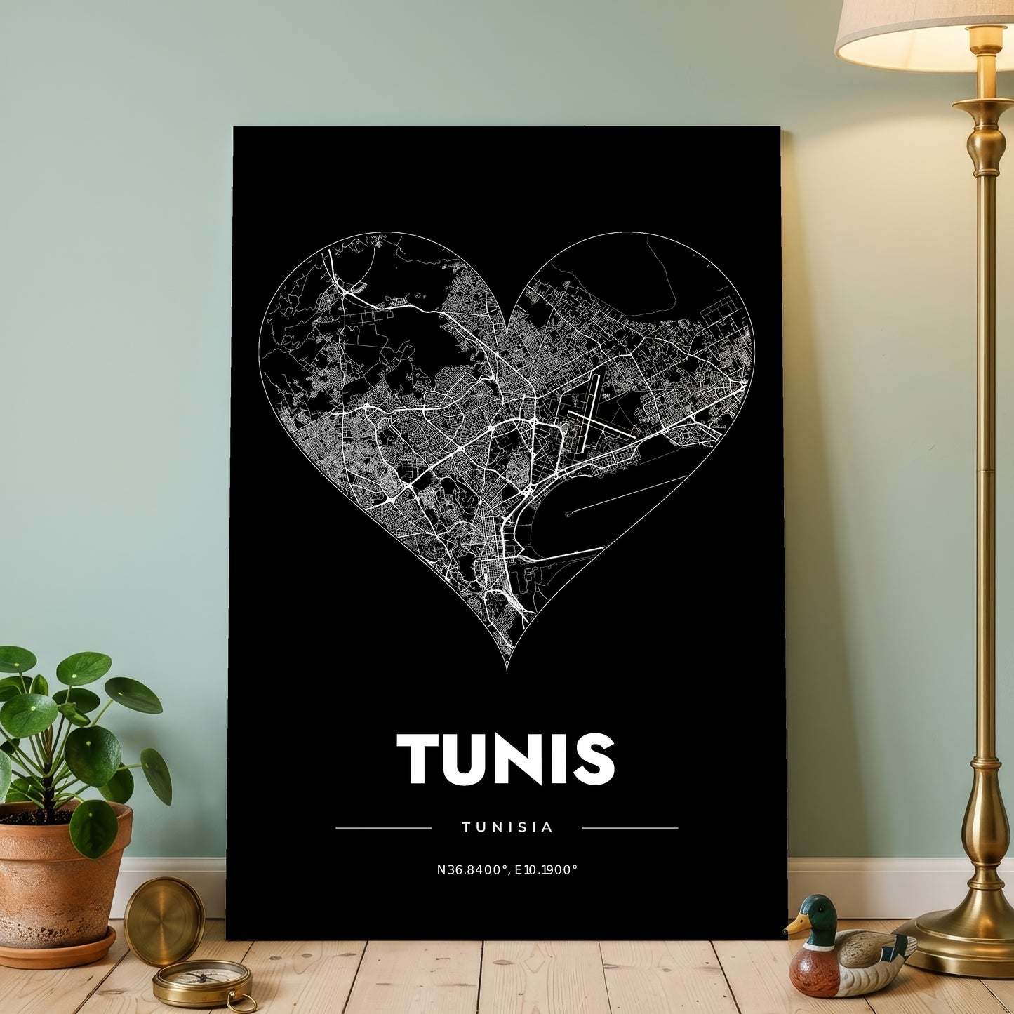 Tunis Heart Map Poster