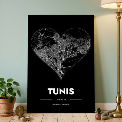 Tunis Heart Map Poster
