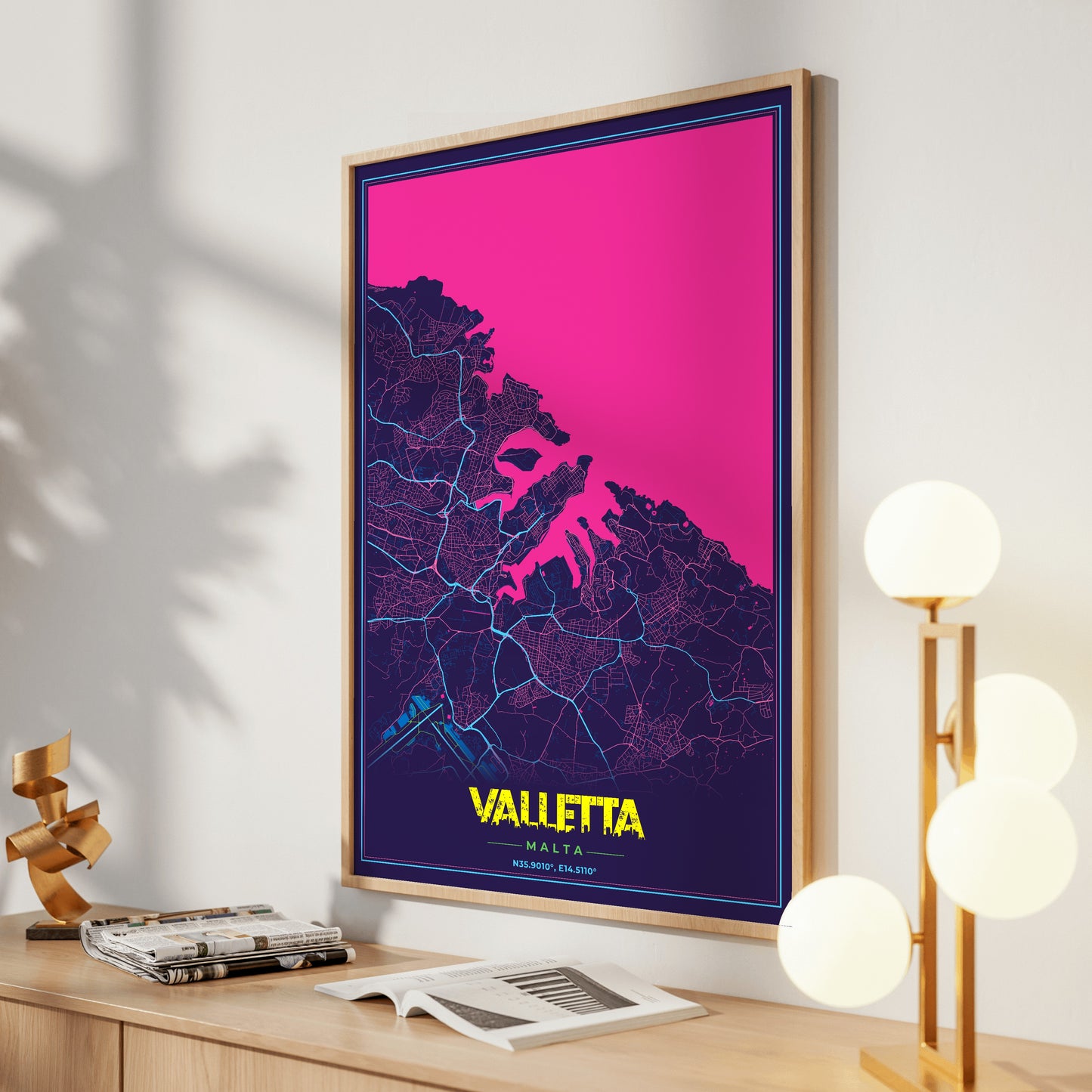 Valletta Cyberpunk Map Poster