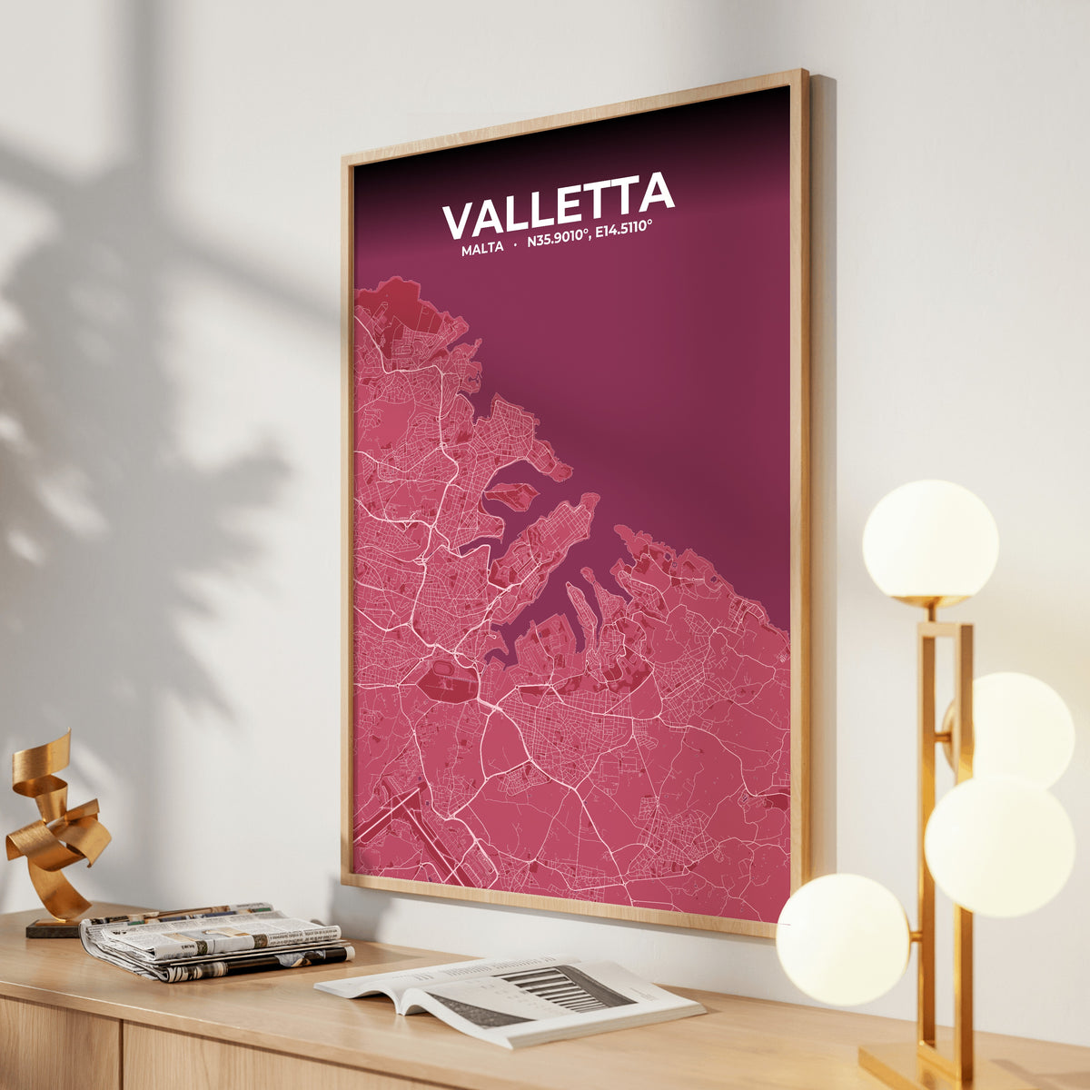 Valletta Scarlet Map Poster