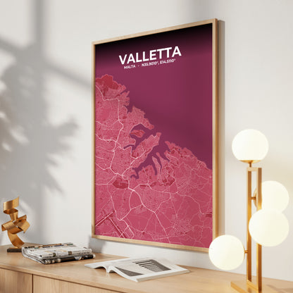 Valletta Scarlet Map Poster