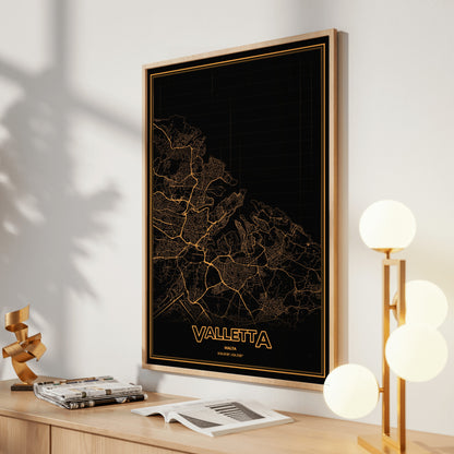 Valletta Phosphor Map Poster - Amber CRT