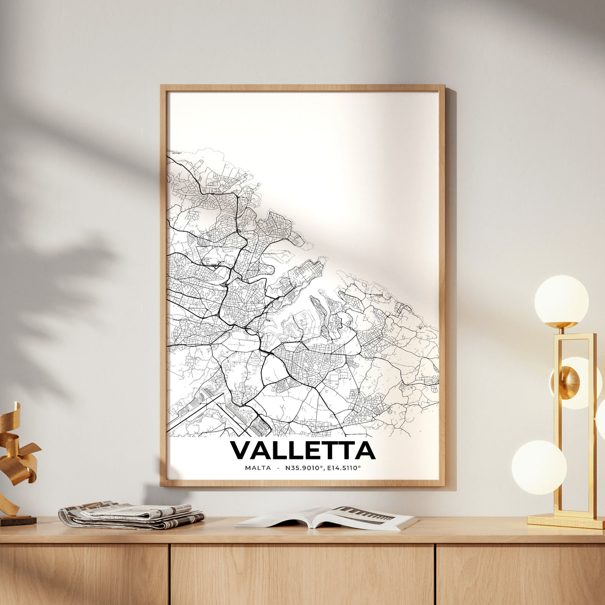 Valletta Elegant Map Poster