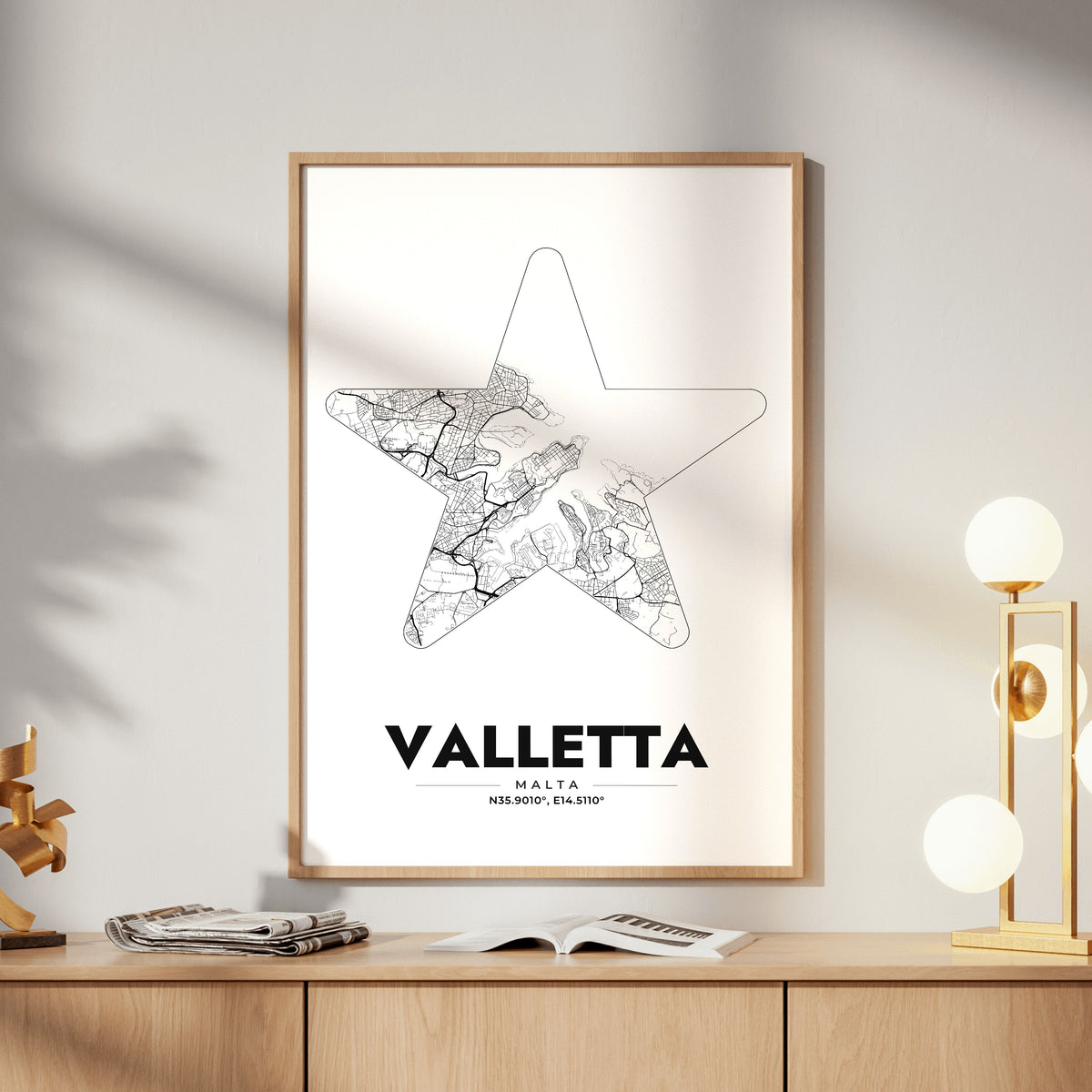 Valletta Star Map Poster
