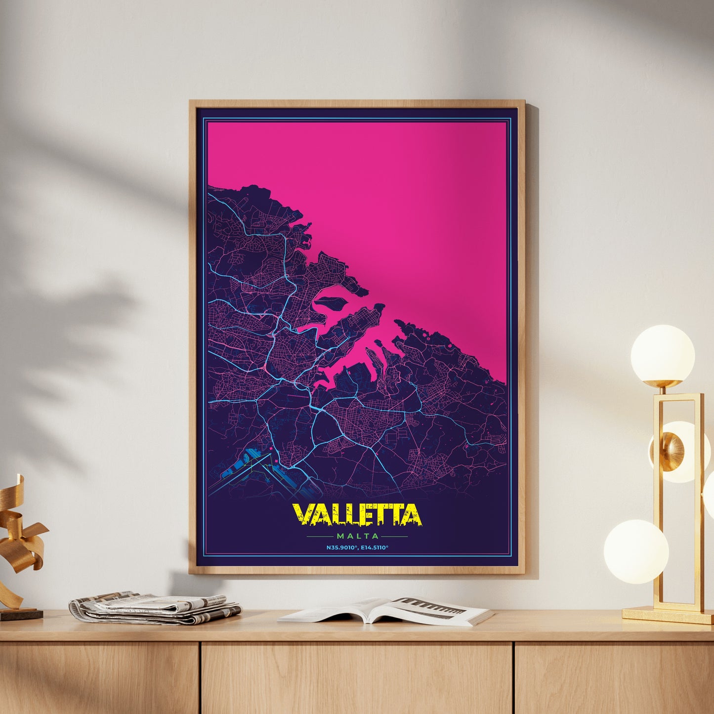 Valletta Cyberpunk Map Poster