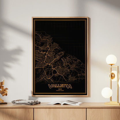 Valletta Phosphor Map Poster - Amber CRT