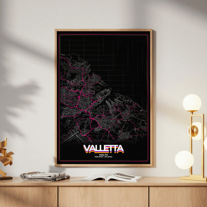 Valletta Retro Map Poster