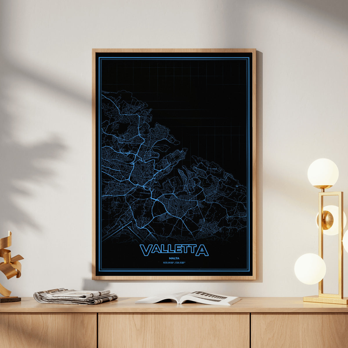 Valletta Phosphor Map Poster - IBM Blue