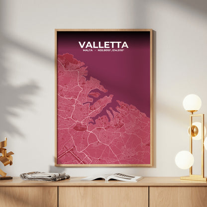 Valletta Scarlet Map Poster