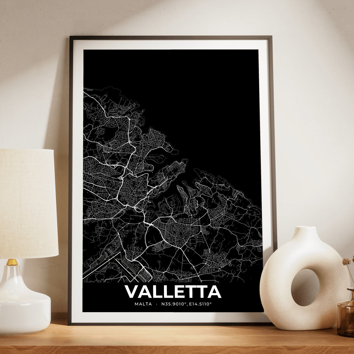 Valletta Elegant Map Poster