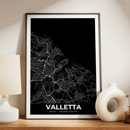 Valletta Elegant Map Poster