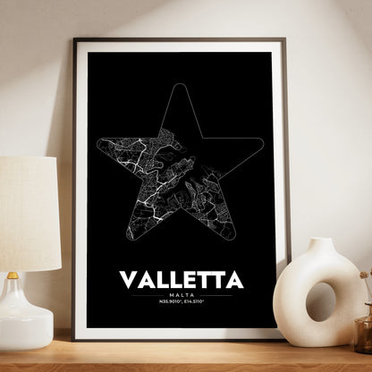 Valletta Star Map Poster