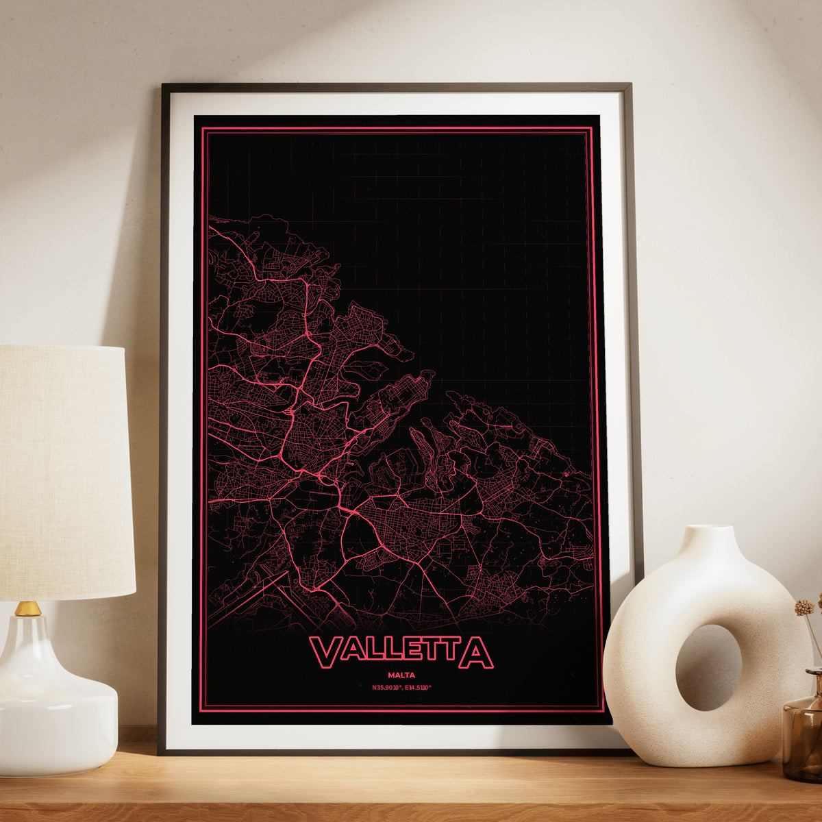 Valletta Phosphor Map Poster - System Alert
