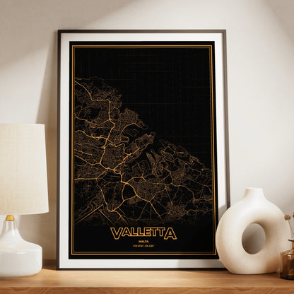 Valletta Phosphor Map Poster - Amber CRT