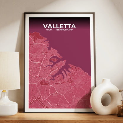 Valletta Scarlet Map Poster