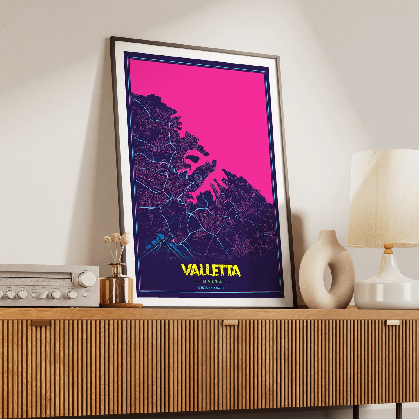 Valletta Cyberpunk Map Poster