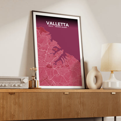 Valletta Scarlet Map Poster