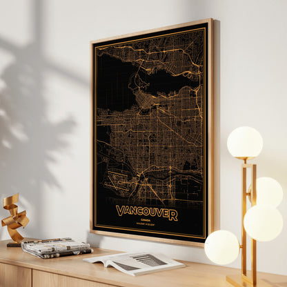Vancouver Phosphor Map Poster - Amber CRT