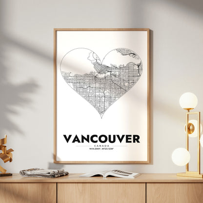 Vancouver Heart Map Poster