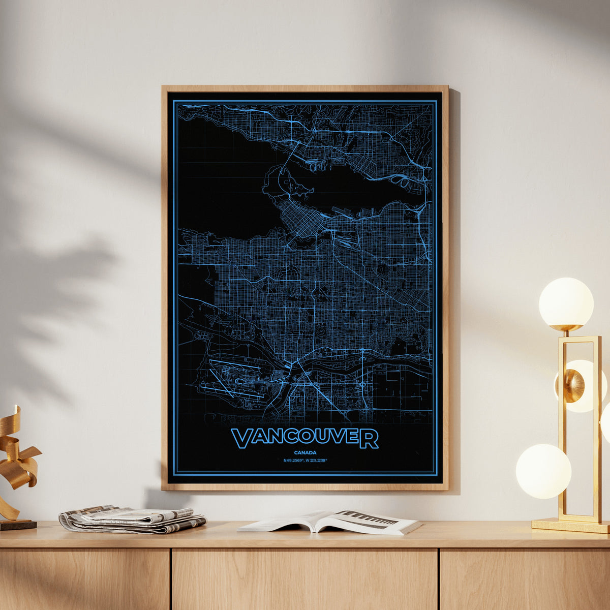 Vancouver Phosphor Map Poster - IBM Blue