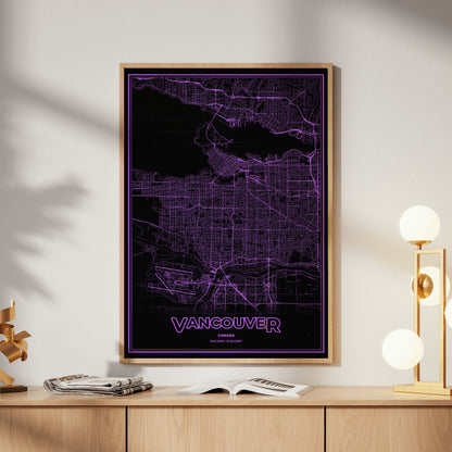 Vancouver Phosphor Map Poster - EGA Violet