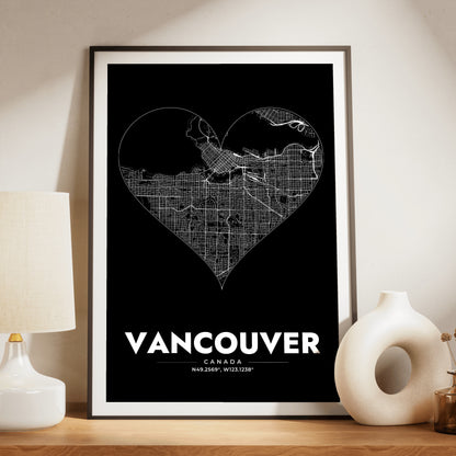 Vancouver Heart Map Poster