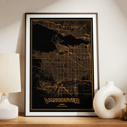 Vancouver Phosphor Map Poster - Amber CRT