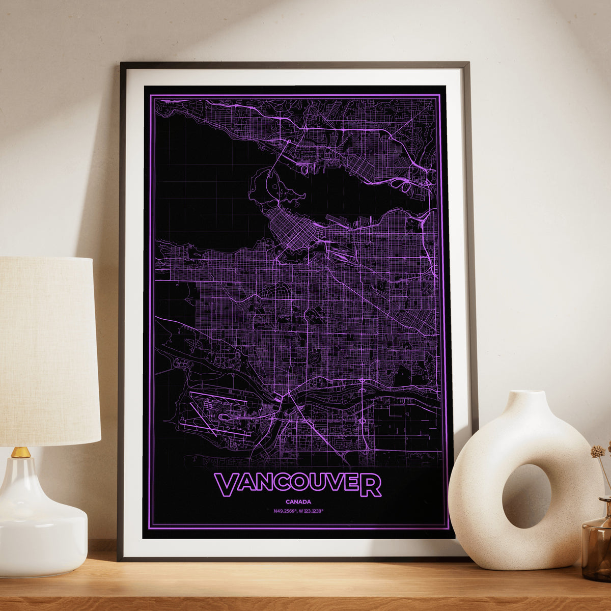 Vancouver Phosphor Map Poster - EGA Violet