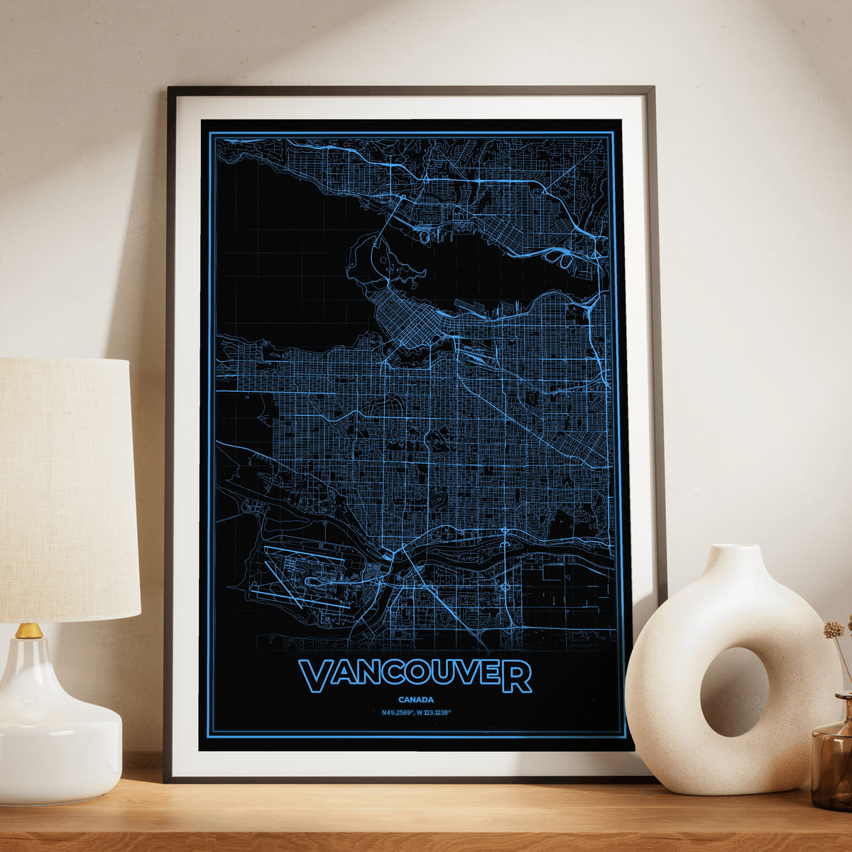 Vancouver Phosphor Map Poster - IBM Blue