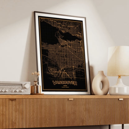 Vancouver Phosphor Map Poster - Amber CRT