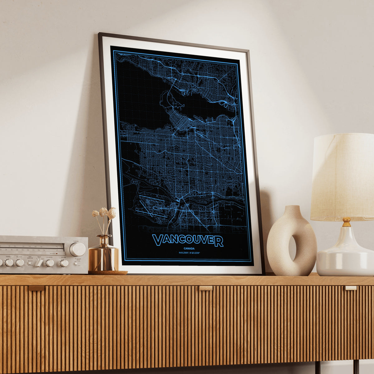 Vancouver Phosphor Map Poster - IBM Blue