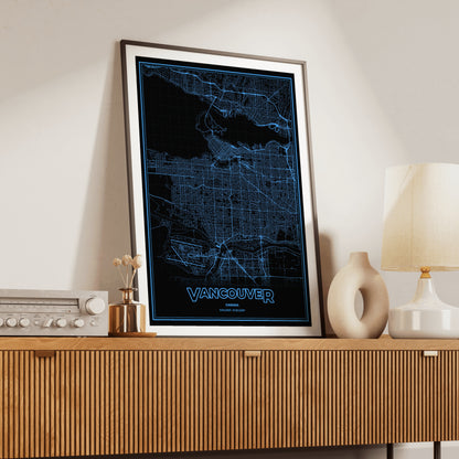Vancouver Phosphor Map Poster - IBM Blue