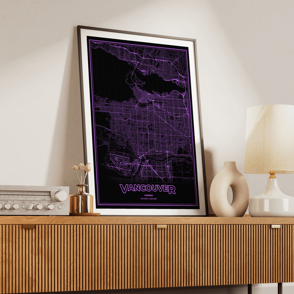 Vancouver Phosphor Map Poster - EGA Violet
