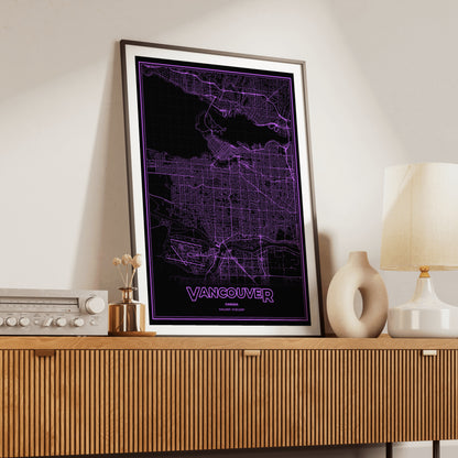 Vancouver Phosphor Map Poster - EGA Violet