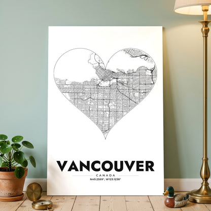 Vancouver Heart Map Poster