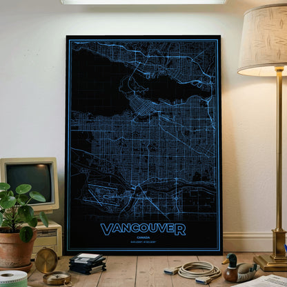 Vancouver Phosphor Map Poster - IBM Blue