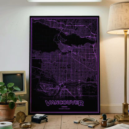 Vancouver Phosphor Map Poster - EGA Violet