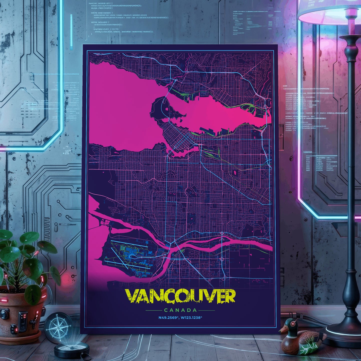 Vancouver Cyberpunk Map Poster
