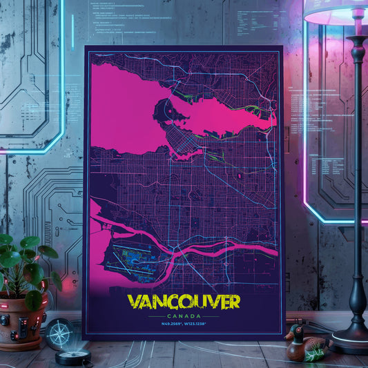 Vancouver Cyberpunk Map Poster