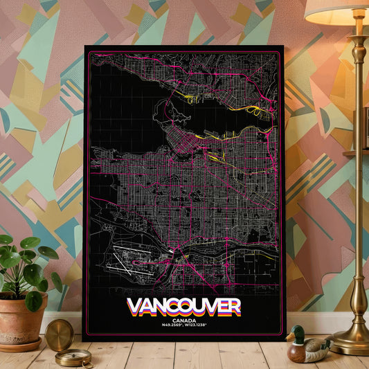 Vancouver Retro Map Poster