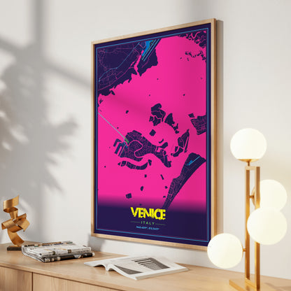 Venice Cyberpunk Map Poster