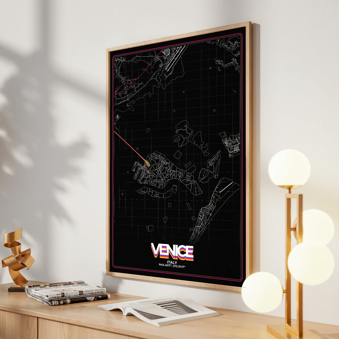 Venice Retro Map Poster