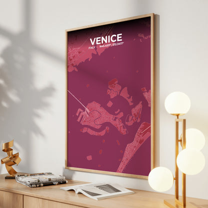 Venice Scarlet Map Poster