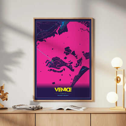 Venice Cyberpunk Map Poster