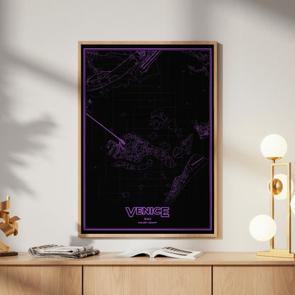 Venice Phosphor Map Poster - EGA Violet